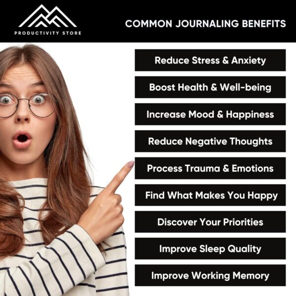 Journal For Men & Women - Gratitude Journal & Self Care Journal With Prompts - A5 Journaling Notebook - Black - Productivity Store - Image 6