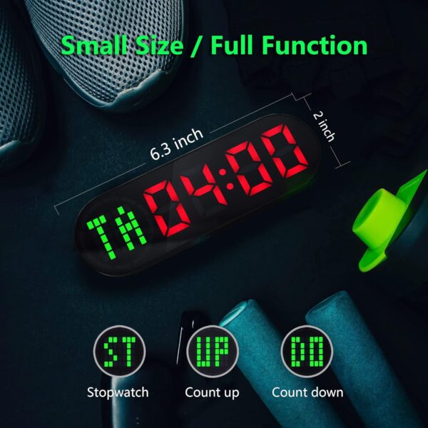 Portable Gym Timer for Home Gym Interval Timer for Workout with Time Progress Bar/Rounds, Workout Clock for Boxing HIIT Tabata Emom Fitness Rechargeable Battery Powered… - Image 4