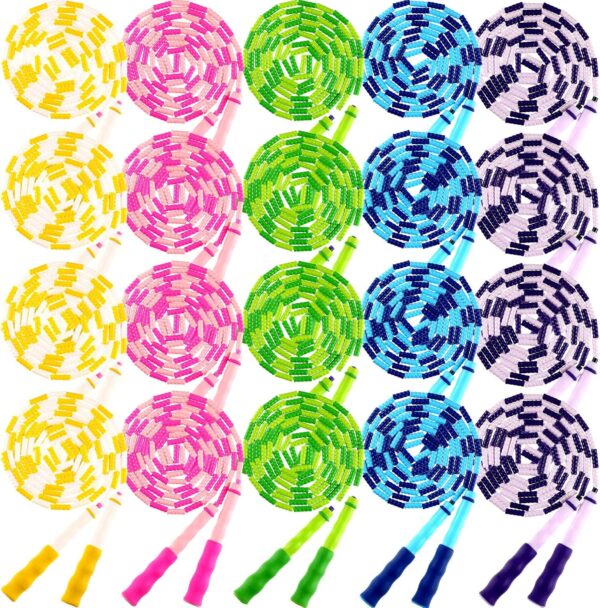 Yunsailing 20 Pack Jump Ropes for Adults Kids, 9.2 Feet Adjustable Length Free Segmented Skipping Rope Bulk Soft Beaded Jumping Ropes for Women Men Exercise Training Workout Weight Loss - Image 2