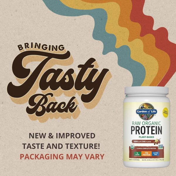 Organic Vegan Vanilla Chai Protein Powder, Garden of Life 22g Plant Based Protein & BCAAs, Organic Protein Powder with Probiotics & Enzymes, Non-GMO, Gluten-Free Lactose Free 1.2 LB - Image 3