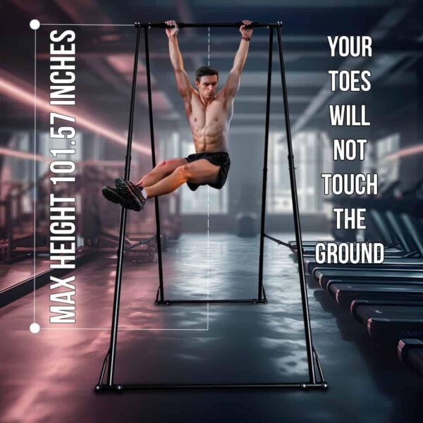 KT TOES DON'T TOUCH GROUND Foldable Free Standing Pull Up Bar Stand Sturdy Power Tower Workout Station For Home Gym Strength Training Adjustable Pullup Fitness Equipment Multifunctional Exercise Rack - Image 4