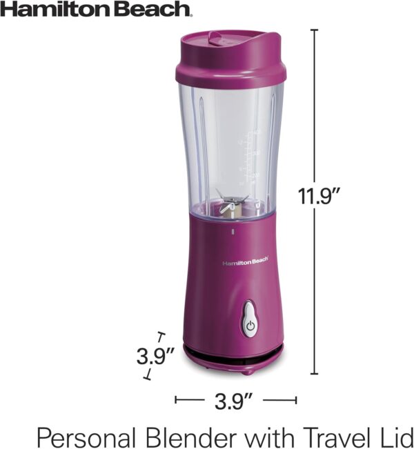 Hamilton Beach Portable Blender for Shakes and Smoothies with 14 Oz BPA Free Travel Cup and Lid, Durable Stainless Steel Blades for Powerful Blending Performance, Raspberry (51131) - Image 9