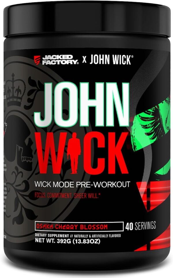 Jacked Factory X John Wick - Wick Mode Pre Workout Powder - Intense Energy, Battle-Ready Focus, Unstoppable Commitment, and Sheer Will - 40 Servings, Osaka Cherry Blossom - Image 2