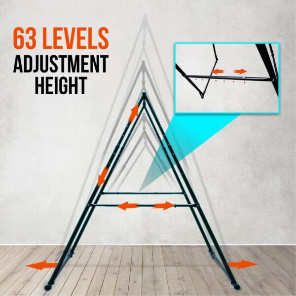 KT TOES DON'T TOUCH GROUND Foldable Free Standing Pull Up Bar Stand Sturdy Power Tower Workout Station For Home Gym Strength Training Adjustable Pullup Fitness Equipment Multifunctional Exercise Rack - Image 6