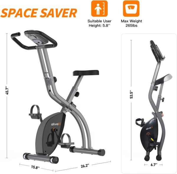 ATIVAFIT Exercise Bike Foldable Fitness Indoor Cycling Bike Magnetic 3 in 1 Upright Recumbent Exercise Bike with Resistance Bands for Home Workout - Image 4