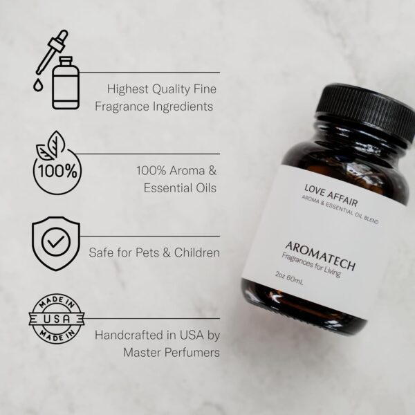 AromaTech Love Affair Aroma Essential Oil Blend: Luxury Hotel Inspired Aromatherapy with Jasmine, Saffron, Cedar & Amber for Ultrasonic Diffusers & Nebulizers - 0.3 fl oz, 10 mL - Image 4