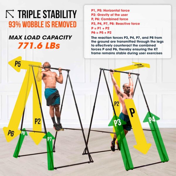 KT TOES DON'T TOUCH GROUND Foldable Free Standing Pull Up Bar Stand Sturdy Power Tower Workout Station For Home Gym Strength Training Adjustable Pullup Fitness Equipment Multifunctional Exercise Rack - Image 3