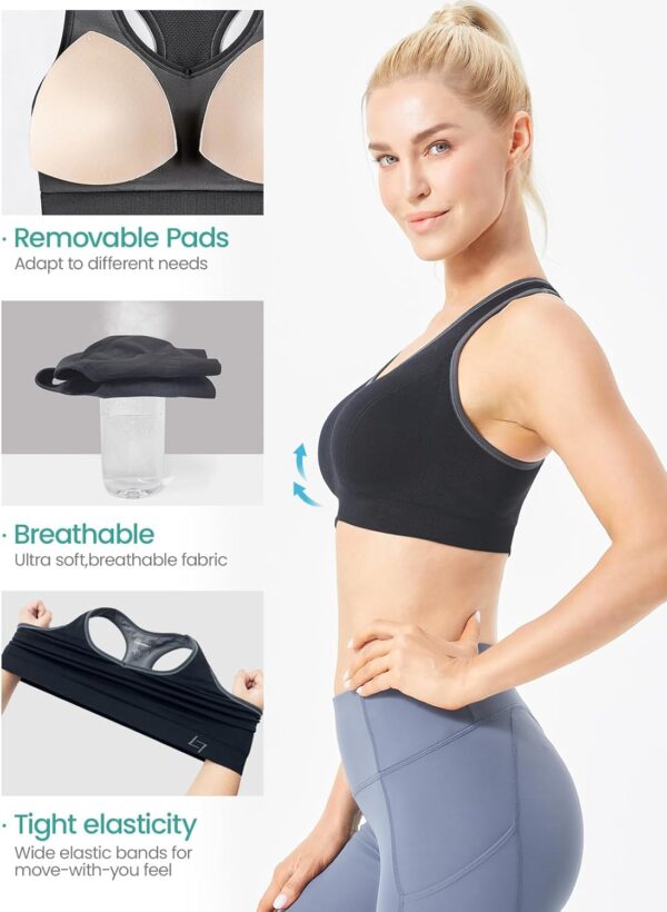 FITTIN Racerback Sports Bras for Women - Padded Seamless Support Bra for Yoga Gym Workout Fitness - Image 5