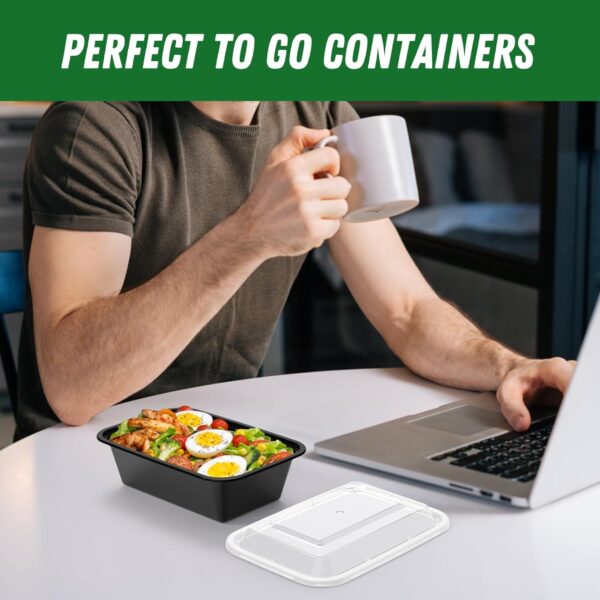50 Pack (100-Piece) 24 oz Meal Prep Containers Reusable with Lids, Sturdy Leakproof & Food Safe, Microwave, Freezer, Dishwasher Safe Prep Containers, To Go Take Out Plastic Food Storage - Image 8