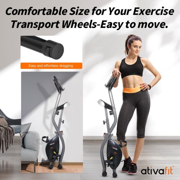 ATIVAFIT Exercise Bike Foldable Fitness Indoor Cycling Bike Magnetic 3 in 1 Upright Recumbent Exercise Bike with Resistance Bands for Home Workout - Image 6