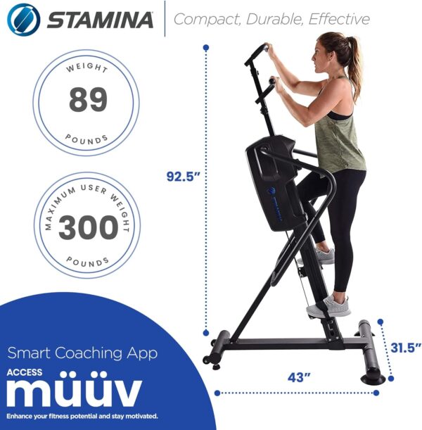 Stamina Products Cardio Climber Home Workout Fitness Exercise Machine with Smart Coaching, LCD Monitor, And Wheels for Easy Storage - Image 4