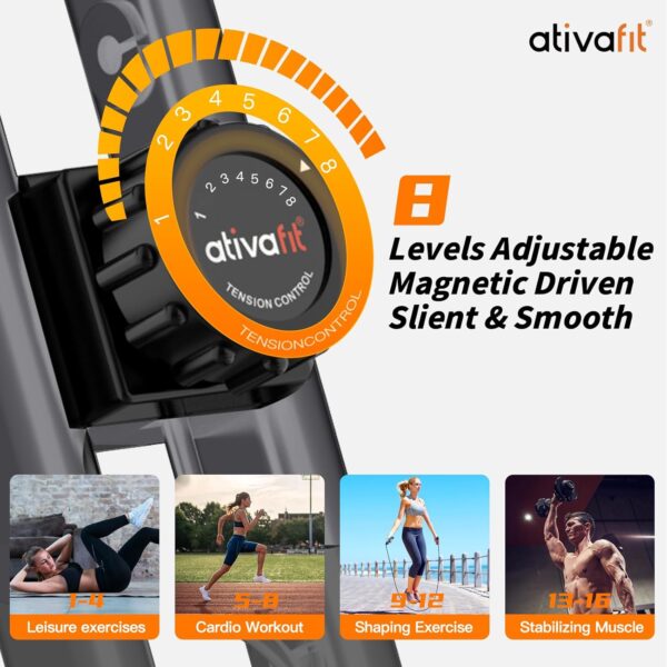 ATIVAFIT Exercise Bike Foldable Fitness Indoor Cycling Bike Magnetic 3 in 1 Upright Recumbent Exercise Bike with Resistance Bands for Home Workout - Image 3
