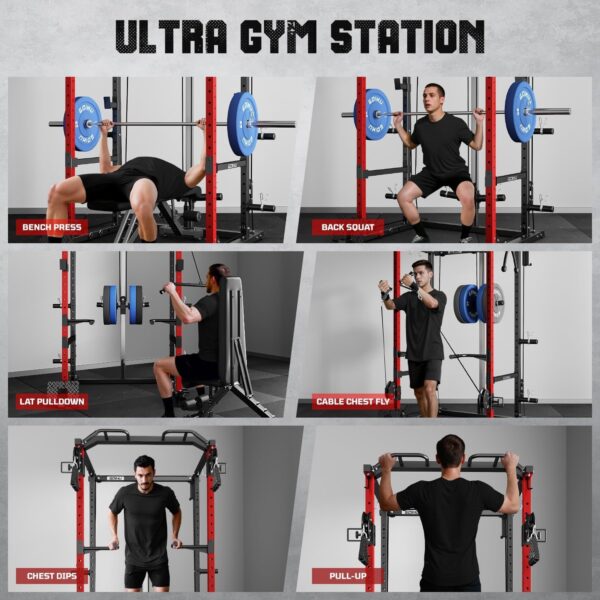 R1-V4 Power Cage Rack, 2000LB Squat Rack with Cable Crossover System, Multi-Function Weight Cage, Home Gym Workout Machine with More Training Attachments - Image 9