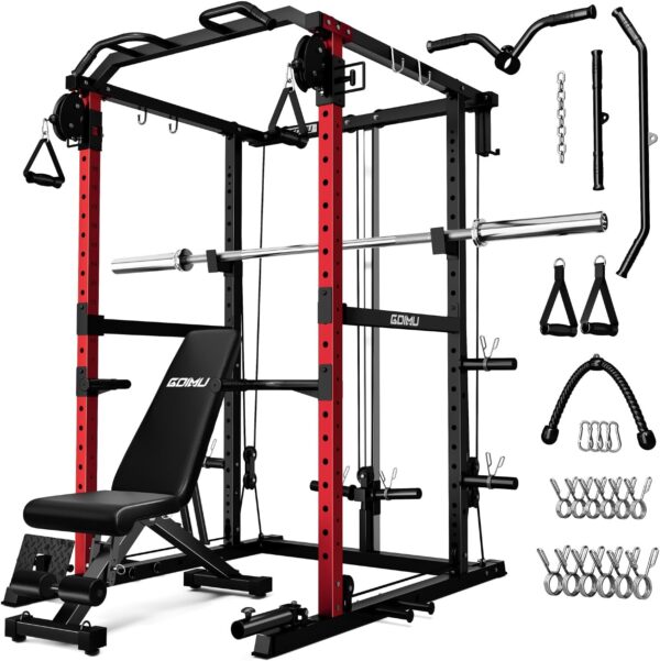 R1-V4 Power Cage Rack, 2000LB Squat Rack with Cable Crossover System, Multi-Function Weight Cage, Home Gym Workout Machine with More Training Attachments - Image 2