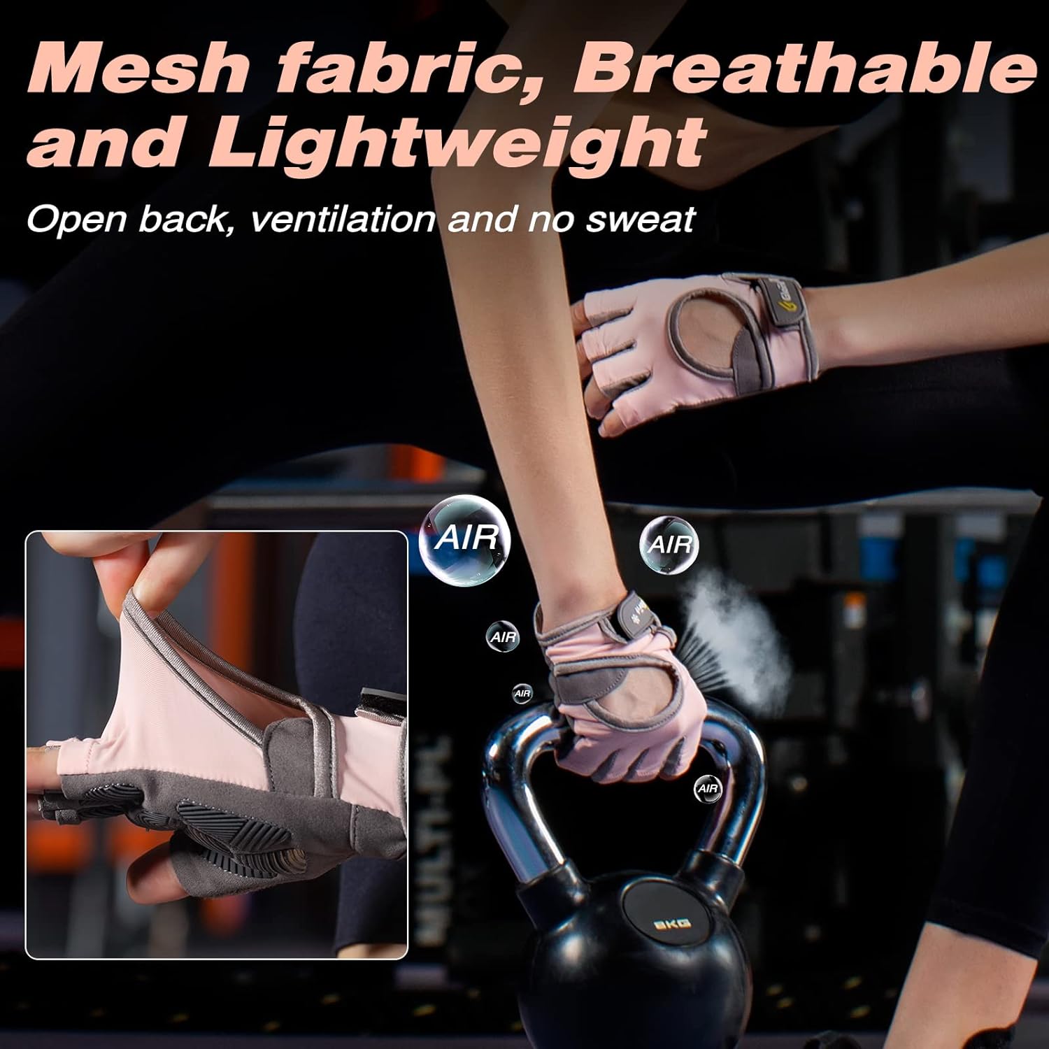 Workout Gloves for Women Men, Lightweight Weight Lifting Glove Breathable Fingerless Gym Gloves, Exercise, Fitness, Training, Cycling - Image 5
