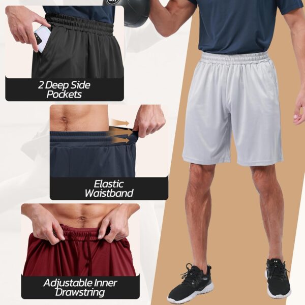 3 Pack Gym Basketball Mens Shorts - Quick Dry Black Workout Athletic Shorts with Pockets for Casual Running (S-6XL) - Image 3
