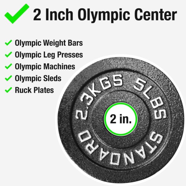 Steel Olympic Plates 265lb Set - Olympic Standard Premium Coated 2.5lb, 5lb, 10lb, 25lb, and 2x 45lb Pairs for Weight Lifting Powerlifting - Image 3