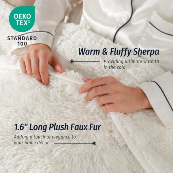Wemore Shaggy Long Fur Faux Fur Weighted Blanket, Cozy and Fluffy Plush Sherpa Long Hair Blanket for Adult 15lbs, Fluffy Fuzzy Sherpa Reverse Heavy Blankets for Bed, Couch, Cream White, 48 x 72 Inches - Image 6