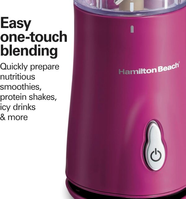 Hamilton Beach Portable Blender for Shakes and Smoothies with 14 Oz BPA Free Travel Cup and Lid, Durable Stainless Steel Blades for Powerful Blending Performance, Raspberry (51131) - Image 7