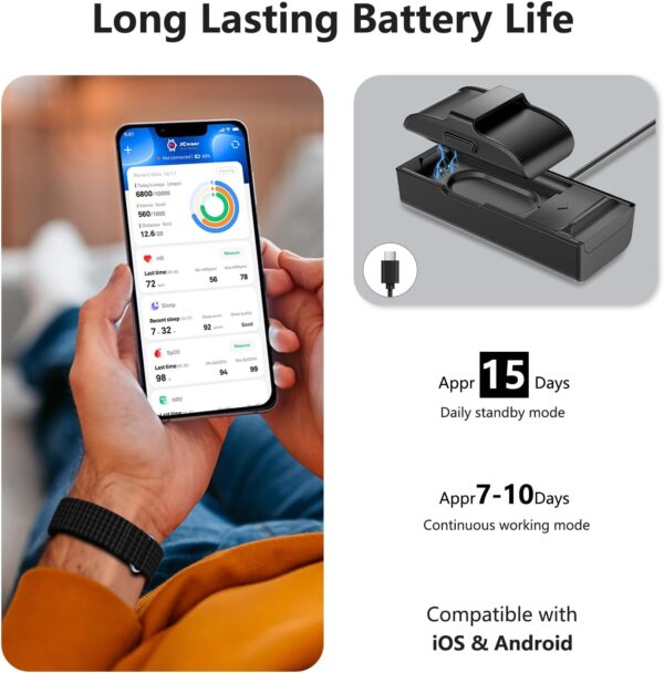 IAMJOY Smart Health Wristband, Wearable Activity & Fitness Tracker for Multi-Sport Mode, All-Day Automatic Continuous Monitoring of Health Data, Improve Sleep, Stress & Wellness, with Free App, Black - Image 4