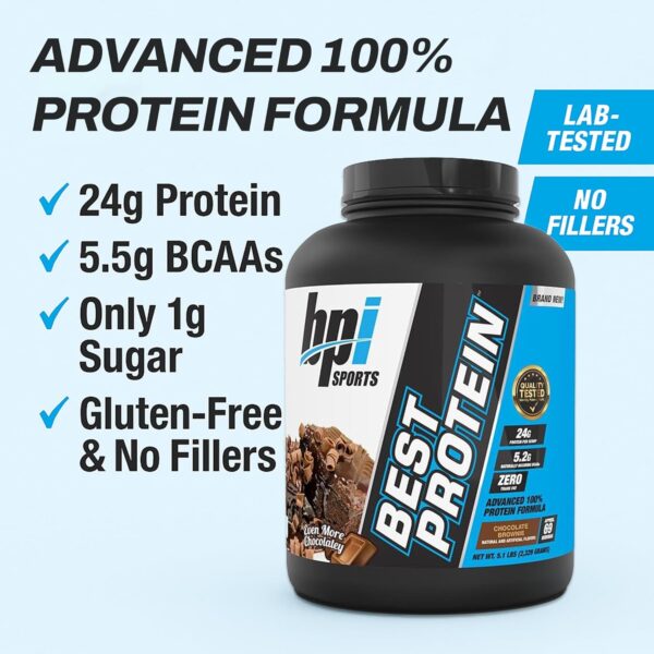 BPI Sports Best Protein – 100% Whey Protein Powder – Muscle Growth, Recovery, Meal Replacement – No Fillers, Gluten Free – Best Protein Powder for Men & Women | Chocolate Brownie – 5.1 Pounds - Image 3