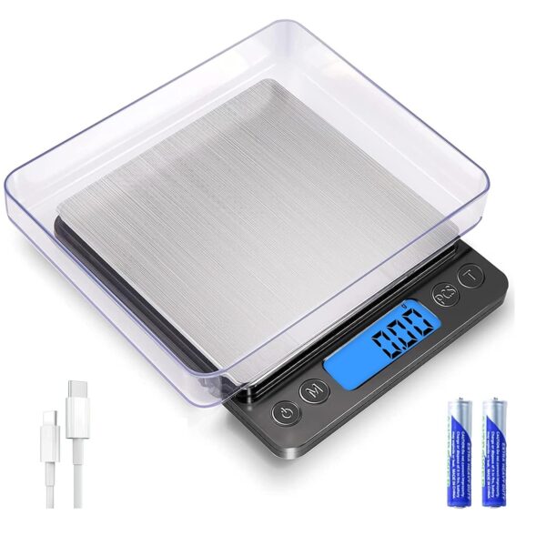 SKEAP Gram Scale 0.01g Accuracy, Food Scales Kitchen Digital Weight Grams & OZ, Jewelry Scale, High Accuracy Gram Scale, Digital Scale with Charging,Batteries and USB Cable Included - Image 2