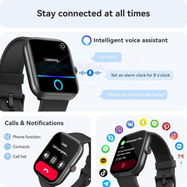 Fitness Tracker- [Alexa Built-in & Answer/Make Calls], 1.91" Smart Watch with Heart Rate/Blood Oxygen/Sleep Monitor, Step Counter Fitness Watch with 100 Sports Modes, IP68 Waterproof for iOS Android - Image 3