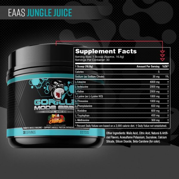 Gorilla Mind Essential Amino Acids to Support Muscle Building, Enhanced Recovery, and Protein Synthesis,Use Before, During, or After Your Workout, 453 Grams (Jungle Juice) - Image 3