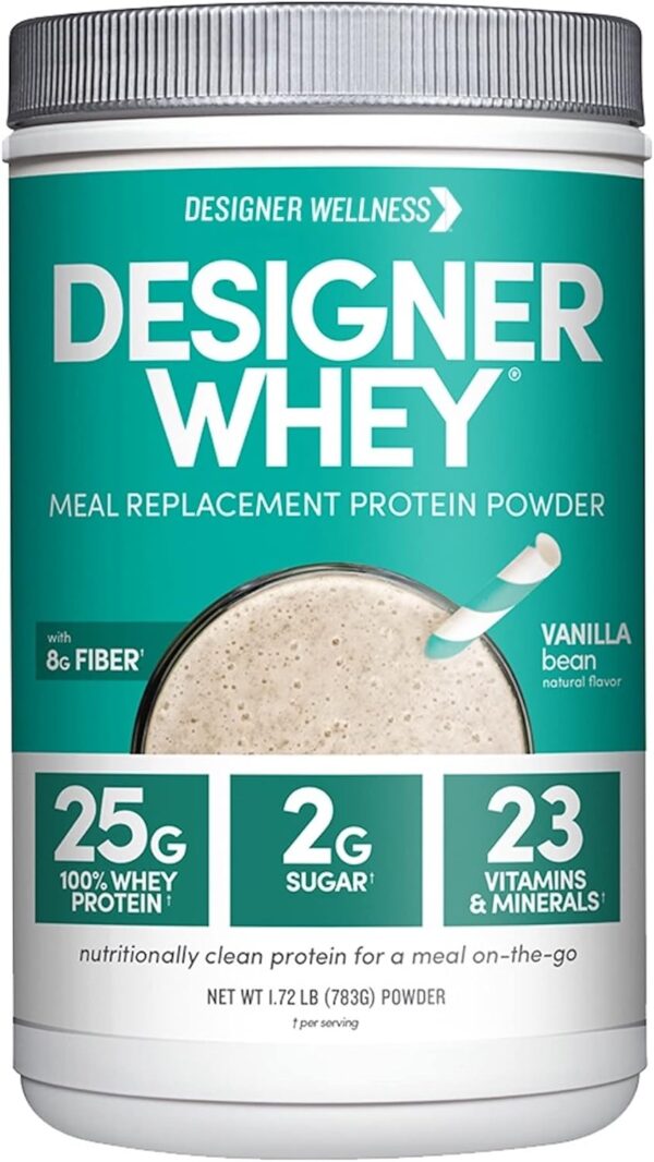 Designer Wellness, Designer Whey Protein Meal Replacement Powder, Organic Superfood Complex Carbs, Vitamins, Minerals, Gluten-Free, Vanilla Bean, 1.72 Pound - Image 2