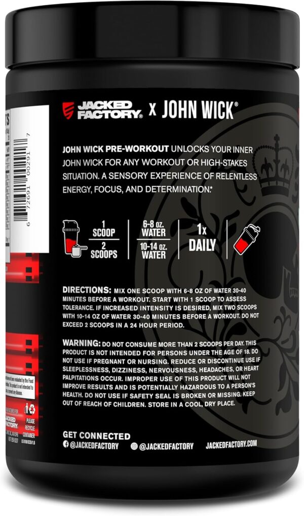 Jacked Factory X John Wick - Wick Mode Pre Workout Powder - Intense Energy, Battle-Ready Focus, Unstoppable Commitment, and Sheer Will - 40 Servings, Osaka Cherry Blossom - Image 10