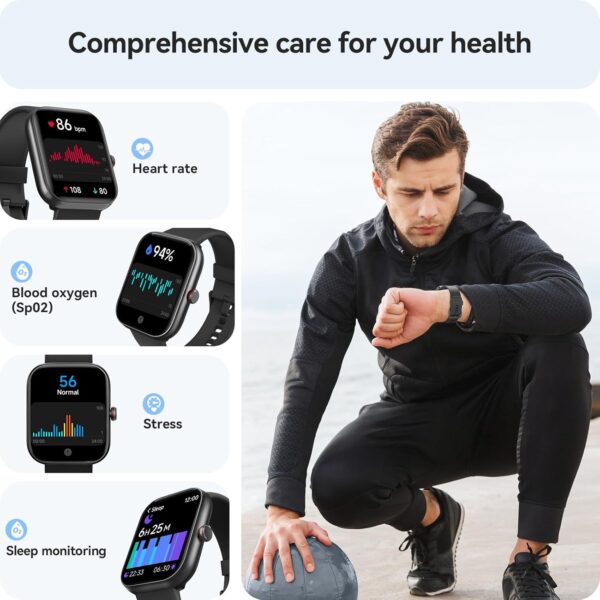 Fitness Tracker- [Alexa Built-in & Answer/Make Calls], 1.91" Smart Watch with Heart Rate/Blood Oxygen/Sleep Monitor, Step Counter Fitness Watch with 100 Sports Modes, IP68 Waterproof for iOS Android - Image 5