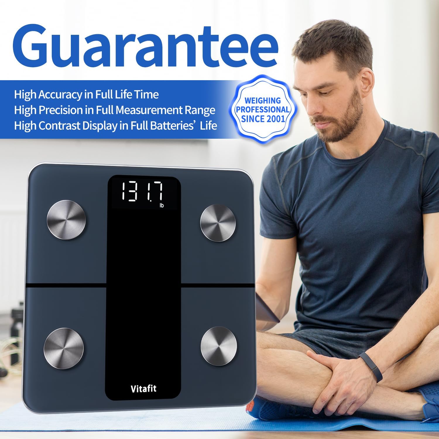 Vitafit Smart Bathroom Scale Body Weight, High Accuracy Assured by Weight Scale Professional Factory Since 2001, App Sync 13 Body Composition Including BMI, Body Fat and Muscle, 400lb, LED, Black - Image 8