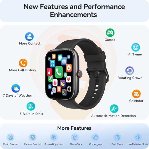 Fitness Tracker- [Alexa Built-in & Answer/Make Calls], 1.91" Smart Watch with Heart Rate/Blood Oxygen/Sleep Monitor, Step Counter Fitness Watch with 100 Sports Modes, IP68 Waterproof for iOS Android - Image 7