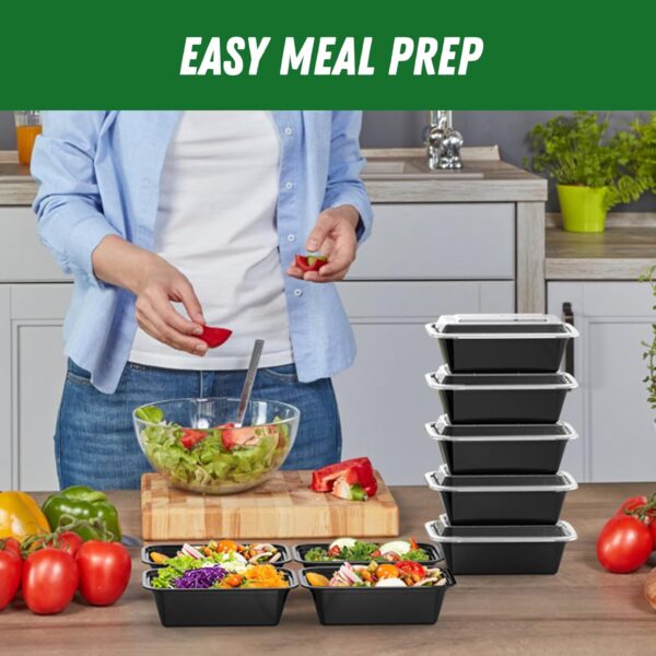 50 Pack (100-Piece) 24 oz Meal Prep Containers Reusable with Lids, Sturdy Leakproof & Food Safe, Microwave, Freezer, Dishwasher Safe Prep Containers, To Go Take Out Plastic Food Storage - Image 7