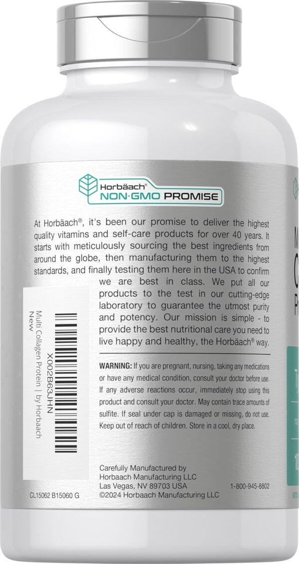 Horbäach Multi Collagen Protein 2000 mg | 180 Capsules | Hydrolyzed Collagen Type I, II, III, V, X | Keto & Paleo Friendly, Non-GMO, Gluten Free Supplement - Image 4