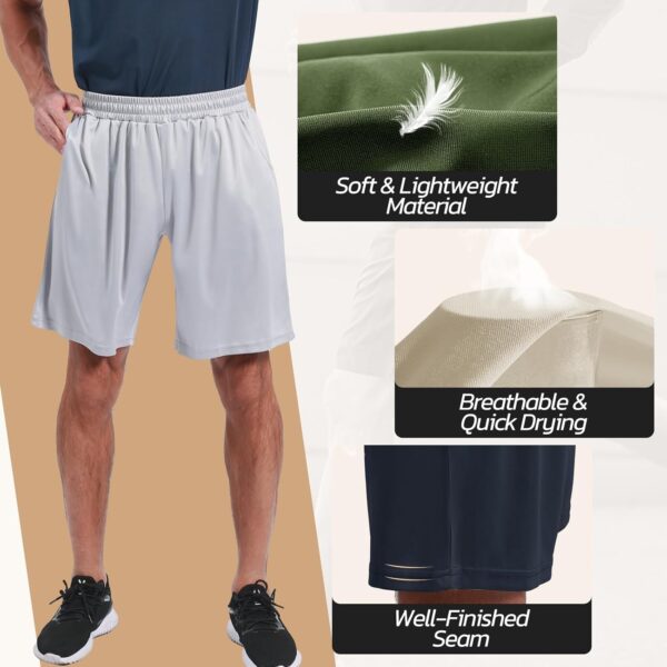 3 Pack Gym Basketball Mens Shorts - Quick Dry Black Workout Athletic Shorts with Pockets for Casual Running (S-6XL) - Image 4