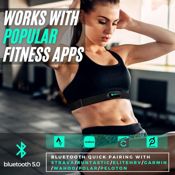 Powr Labs Bluetooth and ANT+ Heart Rate Monitor Chest Strap - Compatible with Polar, Garmin, Peloton, Wahoo - Image 3