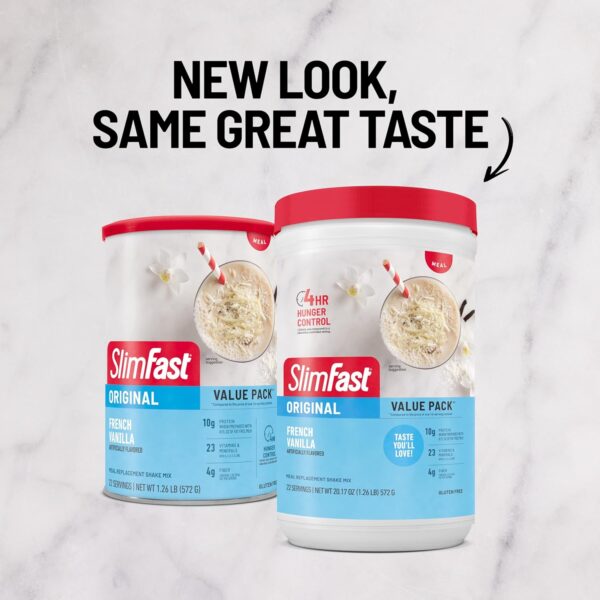 SlimFast Meal Replacement Powder, Original French Vanilla, Weight Loss Shake Mix, 10g of Protein, 22 Servings (Packaging May Vary) - Image 8