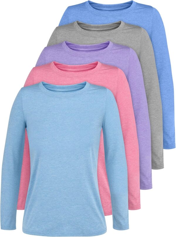 Cooraby Girls Long Sleeve Shirt Athletic Active Dry Fit Crew Neck T-Shirt Soft Activewear Shirts for Youth Teens Girls - Image 2