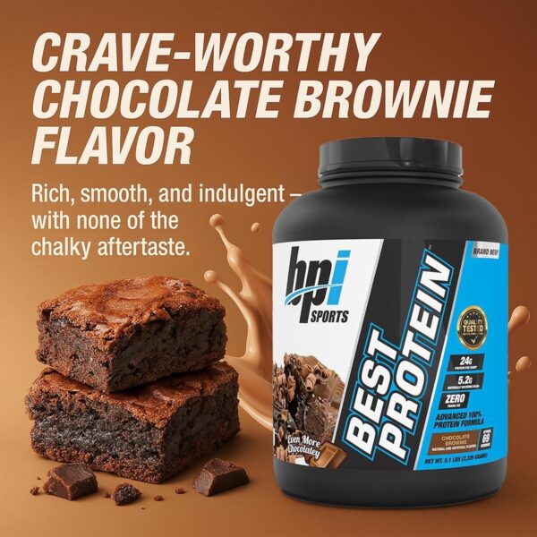 BPI Sports Best Protein – 100% Whey Protein Powder – Muscle Growth, Recovery, Meal Replacement – No Fillers, Gluten Free – Best Protein Powder for Men & Women | Chocolate Brownie – 5.1 Pounds - Image 6