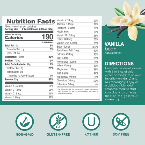 Designer Wellness, Designer Whey Protein Meal Replacement Powder, Organic Superfood Complex Carbs, Vitamins, Minerals, Gluten-Free, Vanilla Bean, 1.72 Pound - Image 8