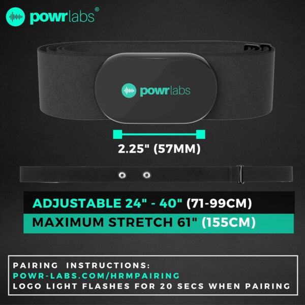 Powr Labs Bluetooth and ANT+ Heart Rate Monitor Chest Strap - Compatible with Polar, Garmin, Peloton, Wahoo - Image 7