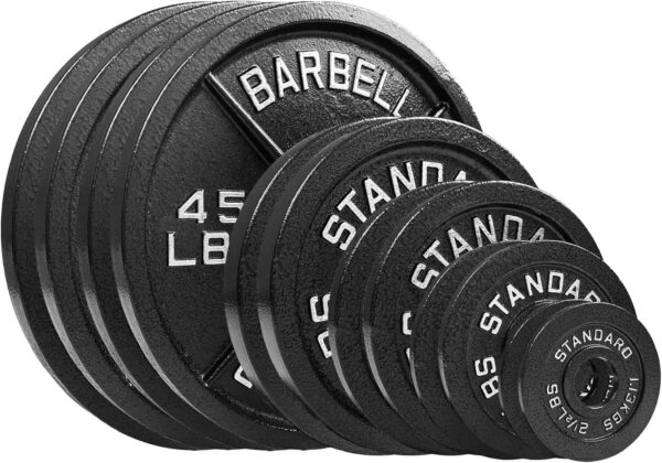 Steel Olympic Plates 265lb Set - Olympic Standard Premium Coated 2.5lb, 5lb, 10lb, 25lb, and 2x 45lb Pairs for Weight Lifting Powerlifting - Image 2