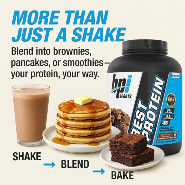 BPI Sports Best Protein – 100% Whey Protein Powder – Muscle Growth, Recovery, Meal Replacement – No Fillers, Gluten Free – Best Protein Powder for Men & Women | Chocolate Brownie – 5.1 Pounds - Image 7