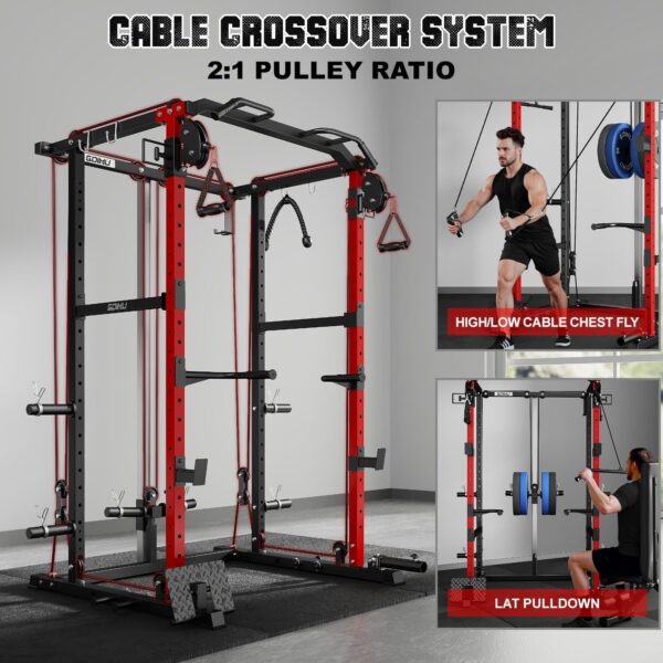 R1-V4 Power Cage Rack, 2000LB Squat Rack with Cable Crossover System, Multi-Function Weight Cage, Home Gym Workout Machine with More Training Attachments - Image 6