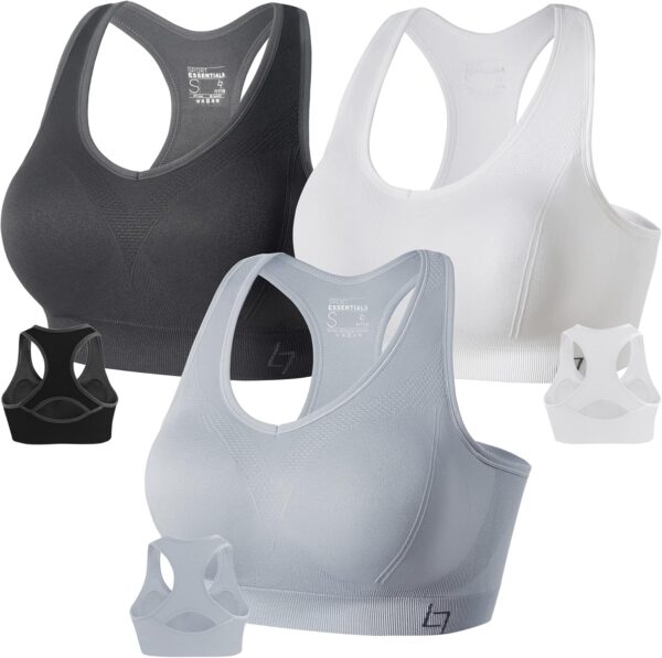 FITTIN Racerback Sports Bras for Women - Padded Seamless Support Bra for Yoga Gym Workout Fitness - Image 2