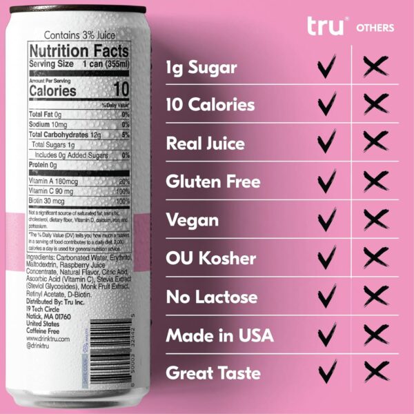 Tru Recovery Seltzer, Variety Pack Sparkling Water with Real Fruit Juice – Immune Support, Sleep & Detox Drinks, Caffeine-Free, Kosher, Gluten-Free, No Added Sugar, 12oz (Pack of 12) - Image 6