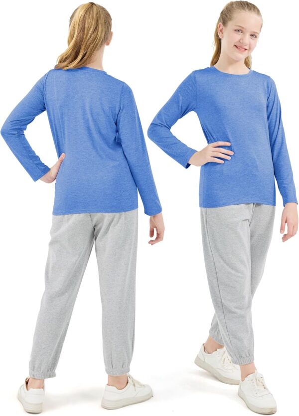 Cooraby Girls Long Sleeve Shirt Athletic Active Dry Fit Crew Neck T-Shirt Soft Activewear Shirts for Youth Teens Girls - Image 5