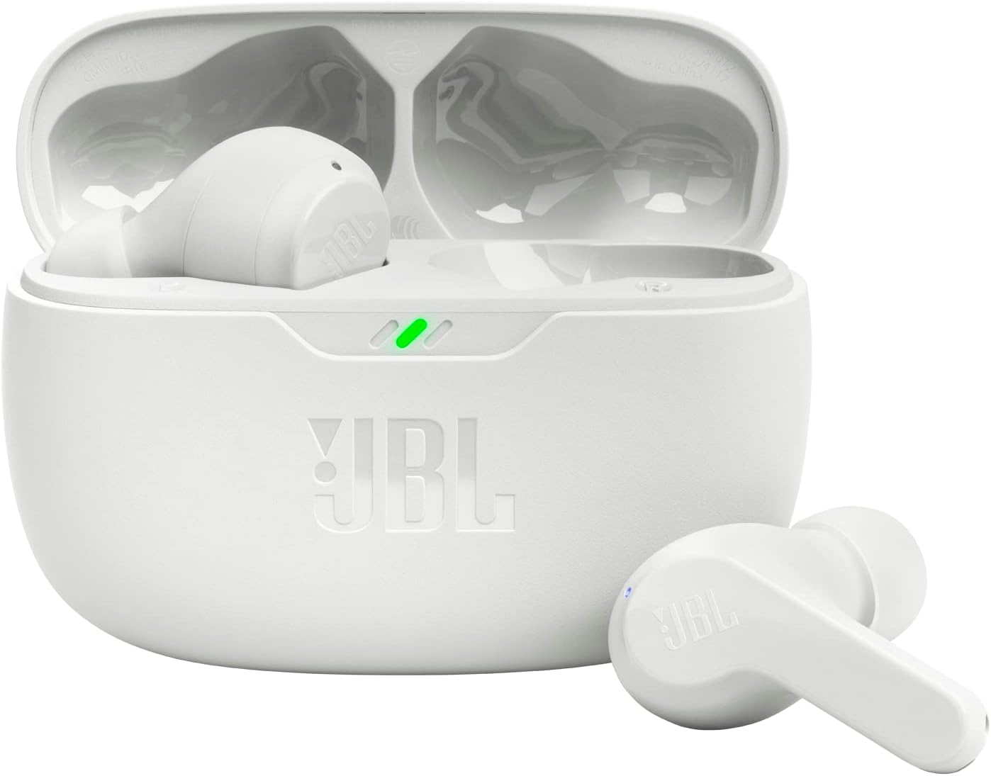JBL Vibe Beam - True Wireless JBL Deep Bass Sound Earbuds, Bluetooth 5.2, Water & Dust Resistant, Hands-free call with VoiceAware, Up to 32 hours of battery life (White) - Image 2