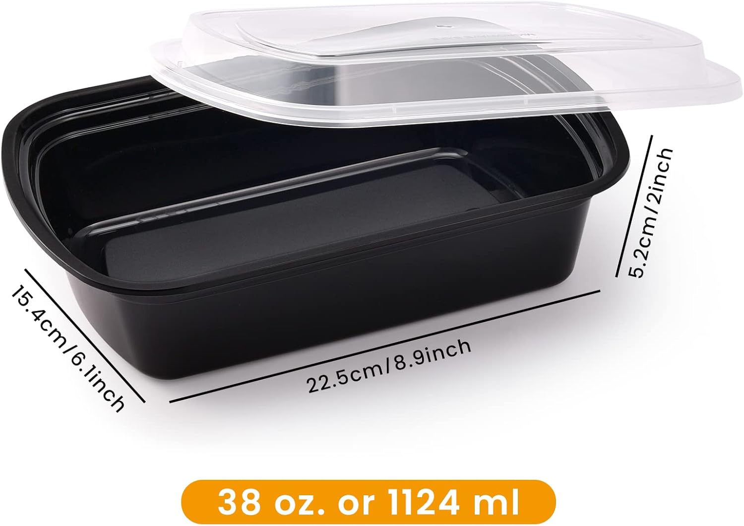 38oz Meal Prep Containers, Extra Large &Thick Food Storage Containers with Lids, Reusable Plastic,Disposable Bento Box,Stackable,Microwave/Freezer/Dishwasher Safe, BPA Free (30Pack) - Image 3